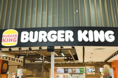 Vilnius, Litvanya - 27 Nisan 2022 Burger King logosu. Burger King küresel bir hamburger fast food restoranı zinciri.