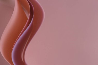 Soyut renkli kağıt geometri kompozisyonu pembe ve mor renklerde eğri çizgiler ve şekillerle arka plan