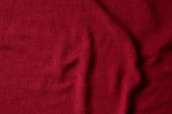 Vermelho Crumpled Tecido Linho Textura Fundo Linho Natural Orgânico Eco — Fotografia de Stock