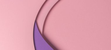 Yaratıcı soyut pastel pembe ve mor renkli geometrik şekilli kağıt kompozisyon afişi arka planı