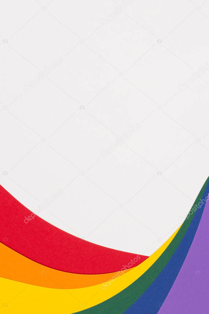 Lgbt colors flag paper layout on white background. Pride community. Rainbow colors.