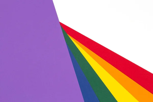Lgbtq在白色背景上的彩旗纸布局 骄傲的社区 彩虹色 — 图库照片