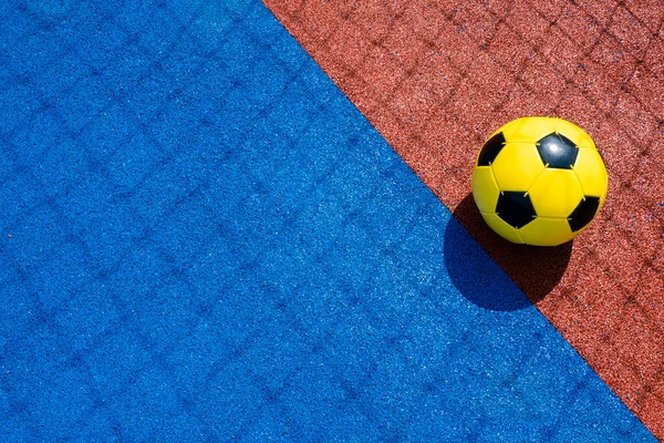 Kleurrijke Sportveld Achtergrond Top View Lichtblauw Veld Rubber Grond Met — Stockfoto