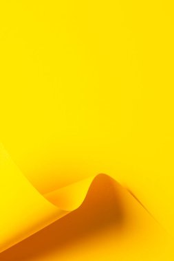 Soyut sarı renkli kağıt dalgası. Işık ve gölgeli yaratıcı geometrik kavisli kağıt. Kopya alanı ile soyut geometri arkaplanı.