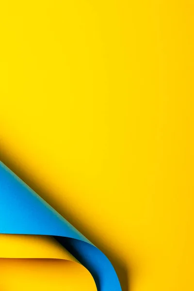 Abstract Wave Yellow Blue Paper Creative Geometric Curved Paper Light — Foto de Stock