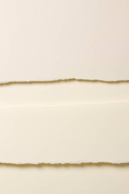 Yırtılmış grunge yırtılmış geometrik kağıt arka plan. Geometrik şekiller ve tek renkli nötr bej kahverengi tonlarda çizgilerle minimum dikey bileşim.