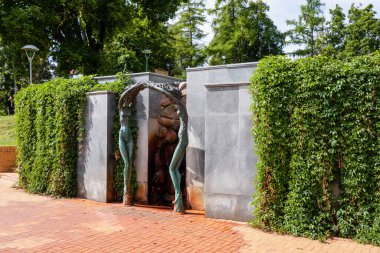 Druskininkai, Lithuania, August 3, 2022: Mineral water source - Spring of Beauty, in Druskininkai. Druskininkai is resort with health promotion, recreation, active lifestyle, exceptional entertainment