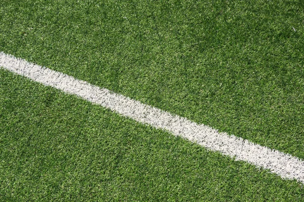 Green Synthetic Artificial Grass Soccer Sports Field White Line — Zdjęcie stockowe