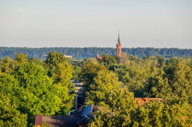 Aerial panoramic view of Lithuanian resort Druskininkai with Church of Saint Marys Scapular.
