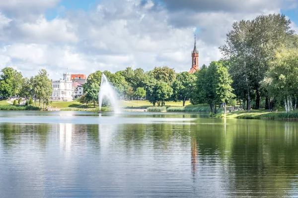 View Druskininkai City Lake Druskonis Sunny Day — Stockfoto