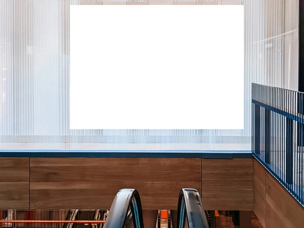 Макет Большой Белый Рекламный Билборд Внутри Торгового Центра — стоковое фото