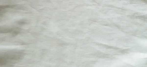 Witte Gerimpelde Linnen Textuur Banner Achtergrond Natuurlijk Linnen Biologisch Eco — Stockfoto
