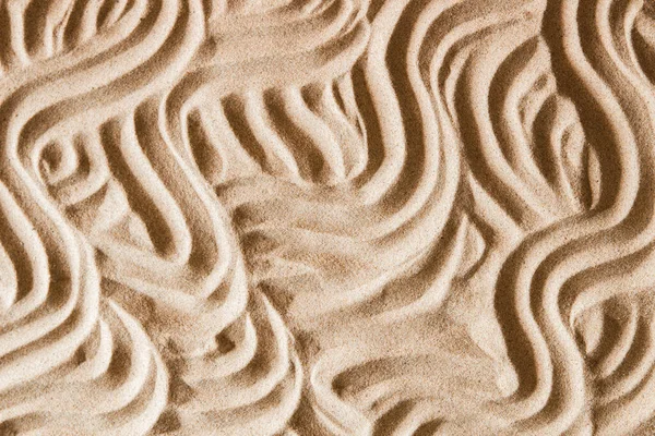 Natuurlijke Beige Zand Textuur Achtergrond Met Golfpatroon Golvende Gebogen Ornamenten — Stockfoto