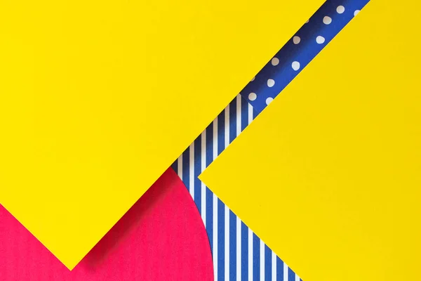 Textura Fondo Papeles Moda Estilo Geometría Memphis Amarillo Azul Rosa — Foto de Stock