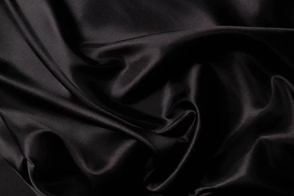 Piękne Tło Luksusowy Materiał Draperii Falowane Fałdy Czarny Kolor Gnieciony — Zdjęcie stockowe