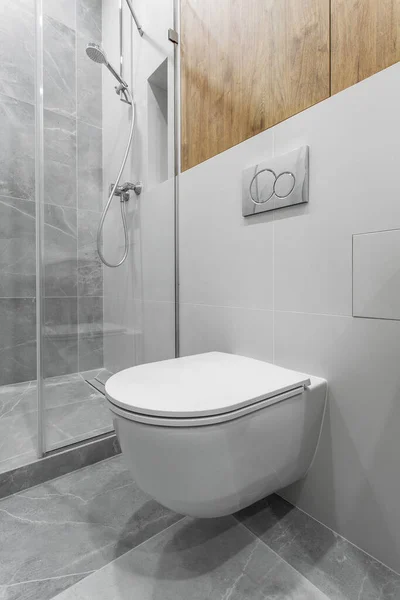 Baño interior con inodoro blanco y bidet — Foto de Stock