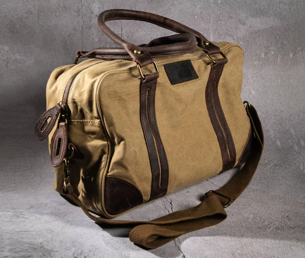 Convenient Suitcase Travel Khaki Color Brown Square Format — Photo