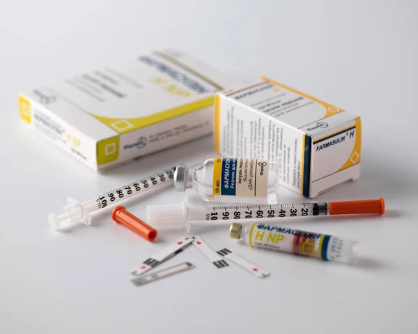 Rivne Ukraine Juli 2022 Insulin Humanes Farmasulin 100Iu Für Injektionen — Stockfoto