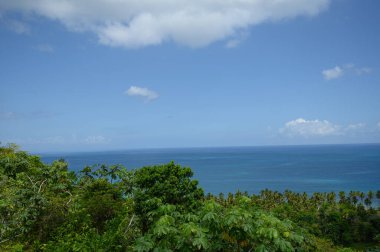 Fotoğraf Dominik Cumhuriyeti dağlarındaki yüksek bir noktadan okyanusa doğru çekildi. Bu beklenti harika, çok güzel ve büyüleyici çıktı..