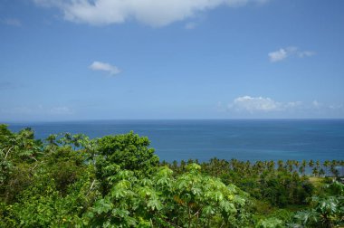 Fotoğraf Dominik Cumhuriyeti dağlarındaki yüksek bir noktadan okyanusa doğru çekildi. Bu beklenti harika, çok güzel ve büyüleyici çıktı..