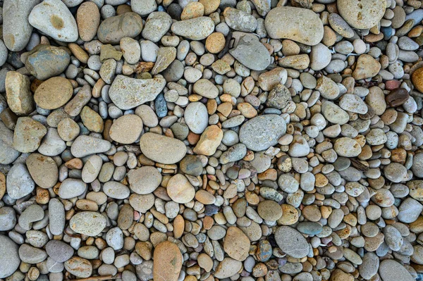 Glätte Ozean Kieselsteine Draufsicht Meeresschlackenmuster Mauerwerk Glätte Meeresstrand Mit Natürlichem — Stockfoto