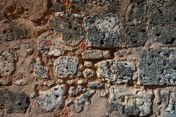 Stary Szary Mur Cegły Zdjęcie Powierzchni Zabytkowej Kamiennej Ściany Szeroki — Zdjęcie stockowe
