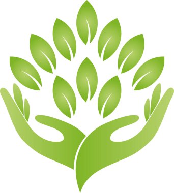 Yapraklar, bitkiler, eller, bahçıvan, naturopath ve doğa logosu, ikon 