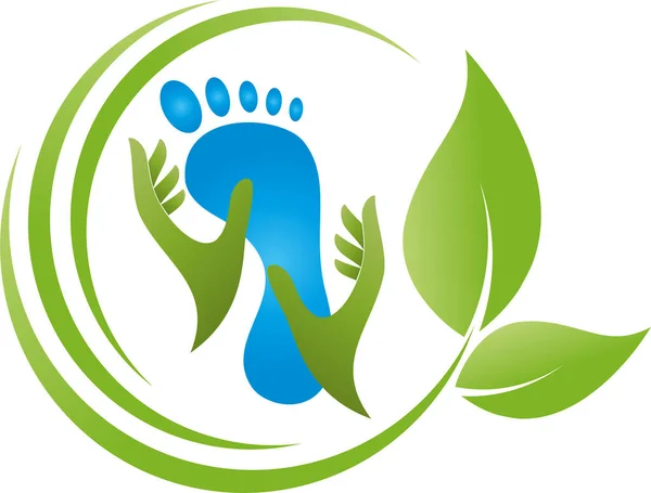 Hands Feet Leaves Foot Care Podiatry Massage Logo — Stock vektor