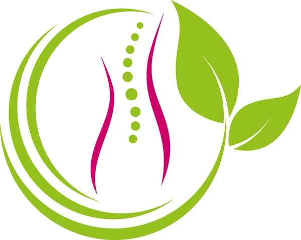 Wanita Manusia Daun Tulang Belakang Naturopath Chiropractor Logo - Stok Vektor