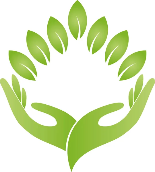 Daun Tanaman Tangan Tukang Kebun Naturopath Dan Logo Alam Ikon - Stok Vektor