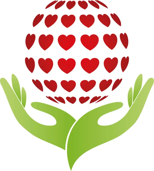 Dua Tangan Dan Banyak Hati Hati Cinta Logo - Stok Vektor