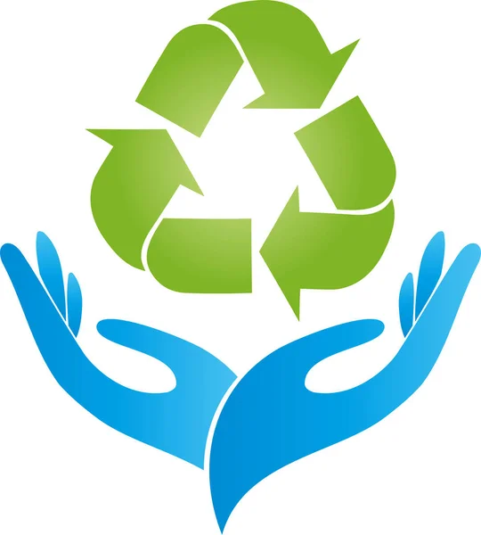 Recycling Arrows Hands Recycling Environment Logo Icon — Stockvektor
