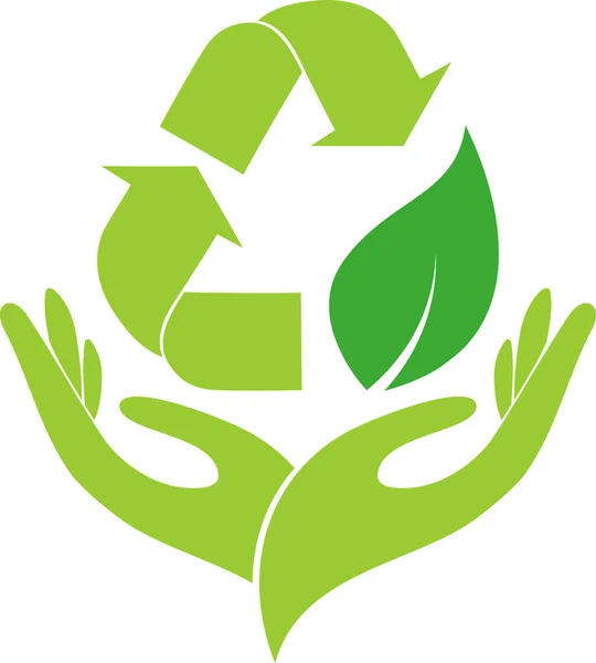 Flechas Reciclaje Manos Reciclaje Medio Ambiente Logotipo Icono — Archivo Imágenes Vectoriales