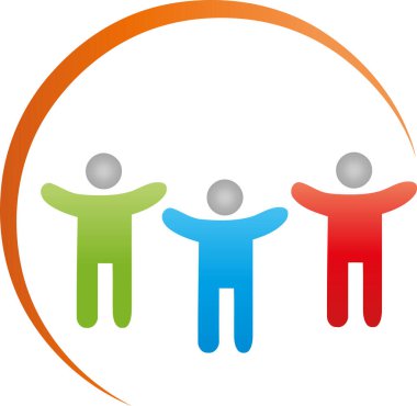 Üç kişi, ortaklar, takım, arkadaşlar, aile, logo