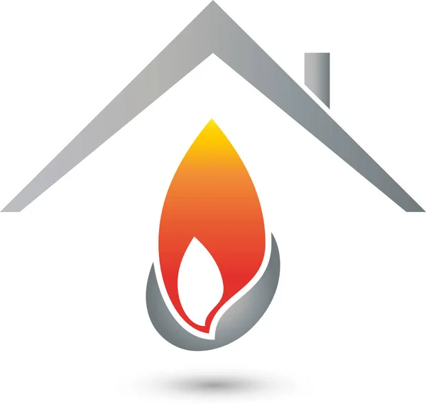 House Fire Plumber Installer Repairman Logo - Stok Vektor