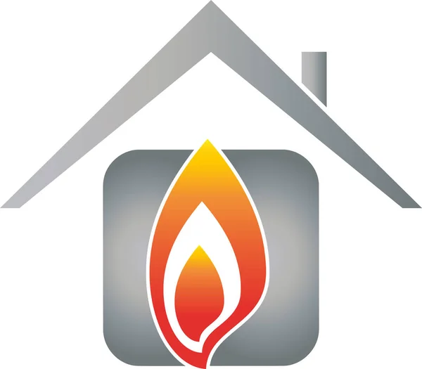 House Fire Plumber Installer Repairman Logo - Stok Vektor