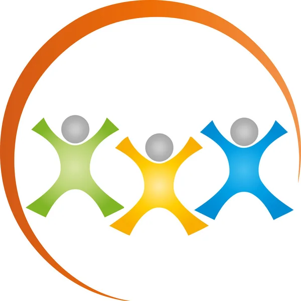 Tres Personas Socios Equipo Amigos Familia Logotipo — Vector de stock