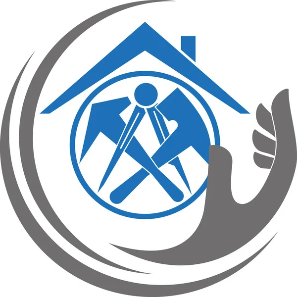 Strumenti Copertura Roofer Handyman Logo Icona — Vettoriale Stock
