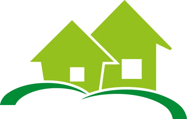 Två Hus Fastigheter Fastighetsförvaltning Logotyp — Stock vektor