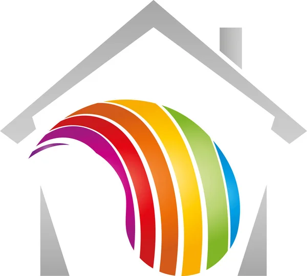 Haus Farbig Maler Handwerker Logo — Stockvektor