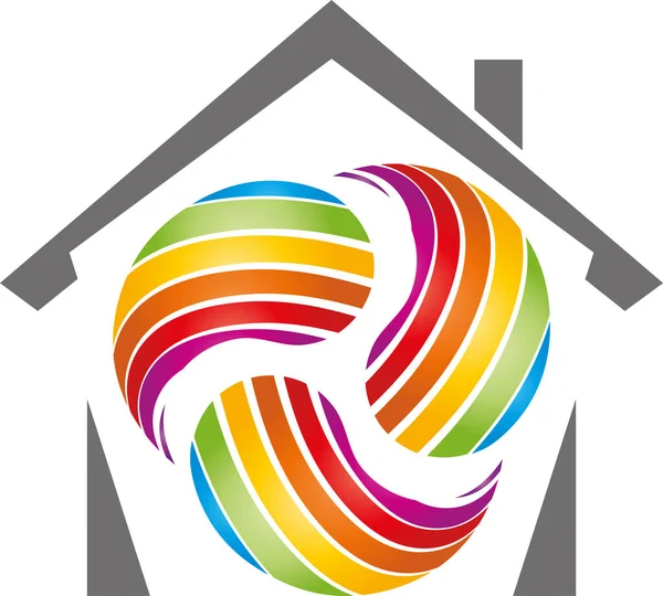 Rumah Berwarna Pelukis Tukang Logo - Stok Vektor