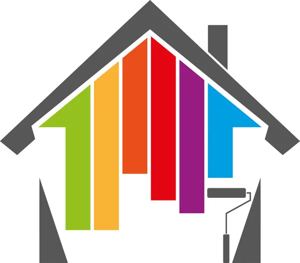 Rumah Berwarna Pelukis Tukang Logo - Stok Vektor