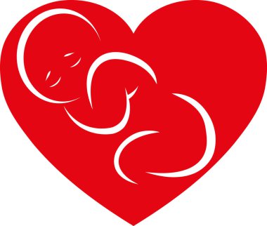 Kalp ve bebek, çocuk, bebek, ebe, çocuk doktoru, logo