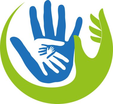 Eller, aile, takım, fizyoterapi, çocuklar, logo