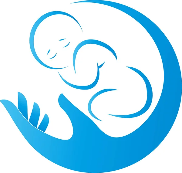 Tangan Dan Balita Anak Bayi Bidan Dokter Anak Logo - Stok Vektor