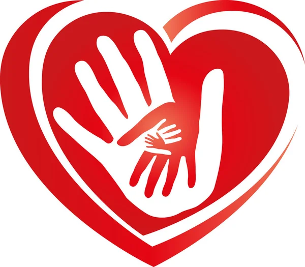 Hati Dan Tangan Keluarga Tim Fisioterapi Anak Anak Logo - Stok Vektor