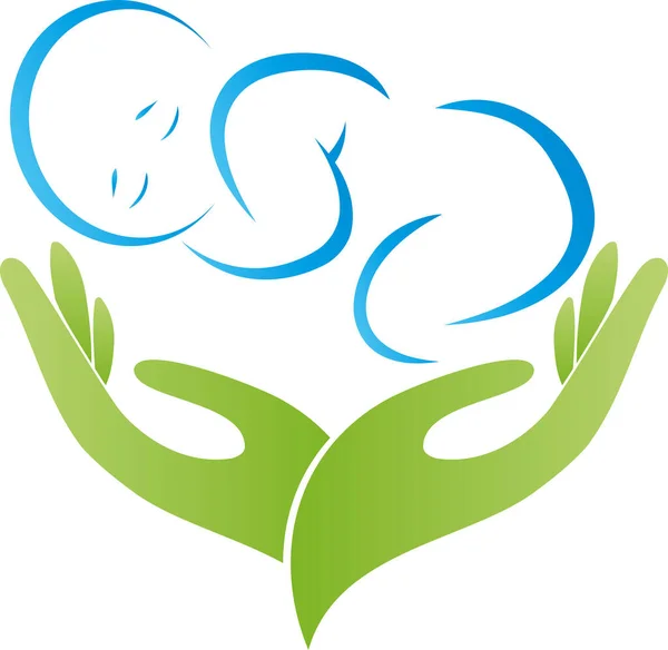 Mano Bambino Bambino Bambino Levatrice Pediatra Logo — Vettoriale Stock