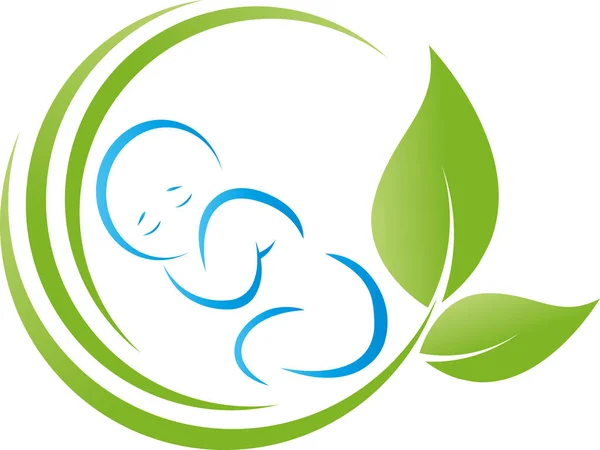 Daun Balita Anak Bayi Dokter Anak Bidan Logo - Stok Vektor