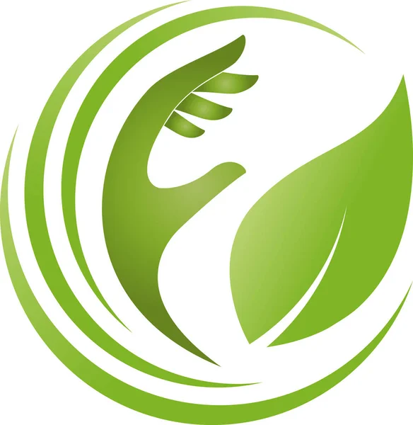 Mão Folhas Planta Jardineiro Bem Estar Naturopata Logotipo — Vetor de Stock