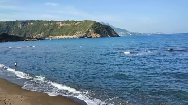 Procida Campania Italia Ottobre 2021 Panoramica Della Spiaggia Chiaiolella Dal — Video Stock